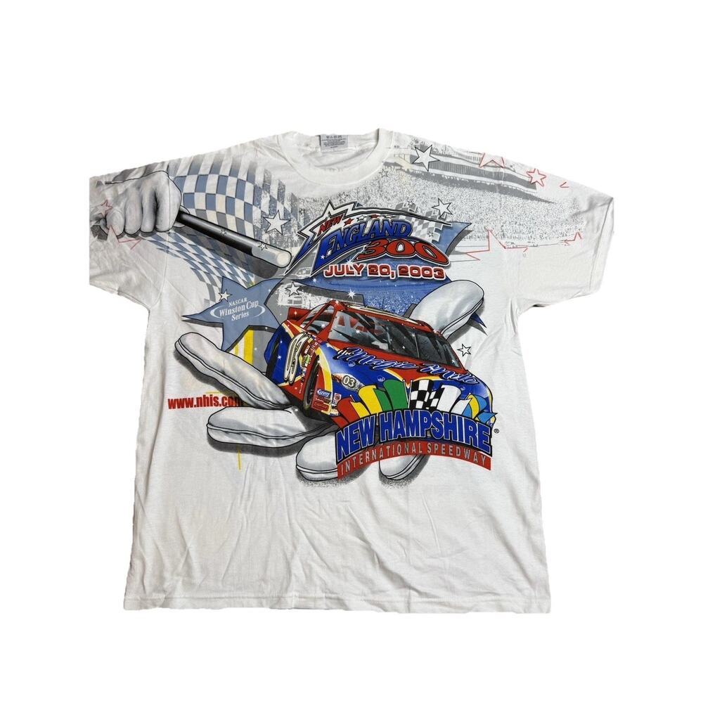 Rare Vintage 2003 Magic Mile New Hampshire NASCAR Race Shirt L All Over Print